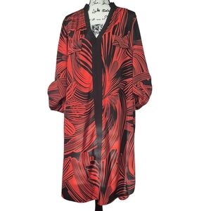Miss Tina by Tina Knowles Red and Black Midi Dress with Abstract Print Sz XXL